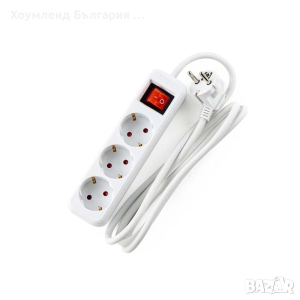 Разклонител за контакт 1.5М с 3 гнезда и ключ, снимка 1