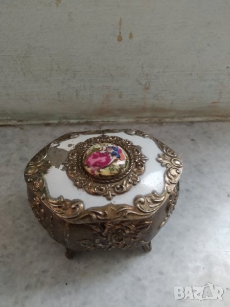 стара метала кутия за бижута арт деко, снимка 1