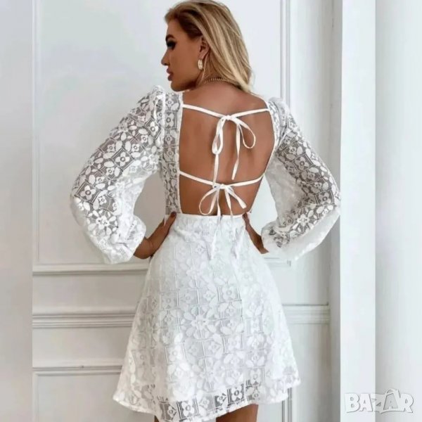 Бяла дантелена рокля уникална, снимка 1