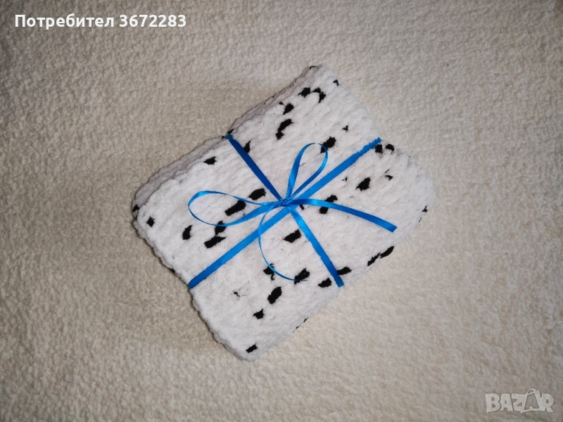 Ръчно плетено одеяло от мека прежда, снимка 1