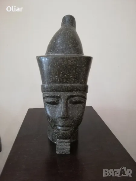 Много красива и впечатляваща глава на фараон от камък. , снимка 1