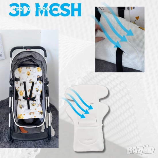 Постелка против изпотяване с уши 3д меш Малки пчели, снимка 1