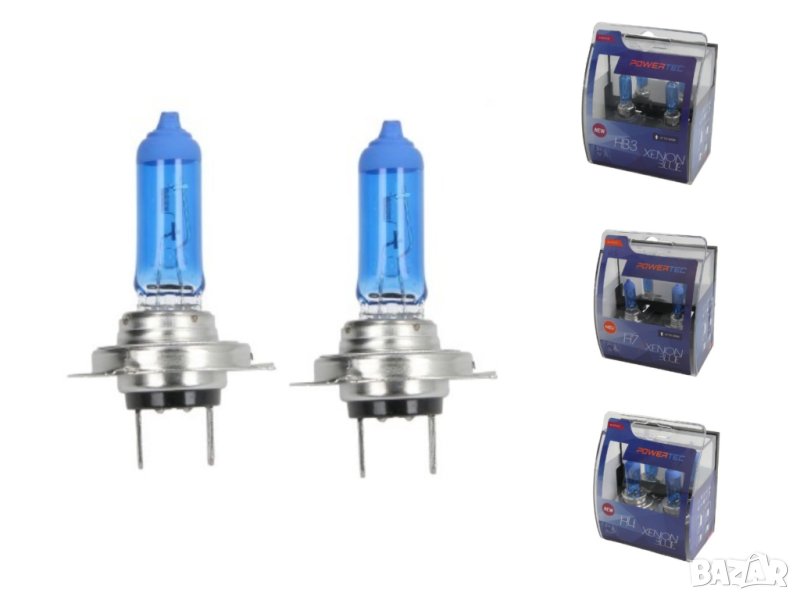 M-TECH Powertec Xenon Blue крушки с ксенонов ефект H1 H3 H4 H7 H8 H11 HB3 HB4, снимка 1