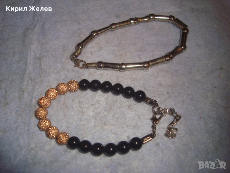 ДВЕ РЕТРО АРТ ГРИВНИ ПОСРЕБРЕНА и ТОПЧЕТА с КРИСТАЛЧЕТА ХЕНД МЕЙД БИЖУТА 18991, снимка 1