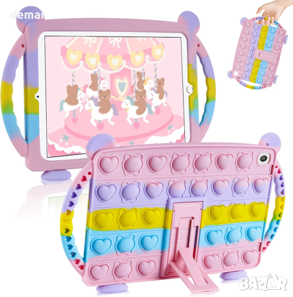 Силиконов удароустойчив калъф за таблет iPad 10.2 инча, 9, 8, 7 генерация, за деца, многоцветен, снимка 1