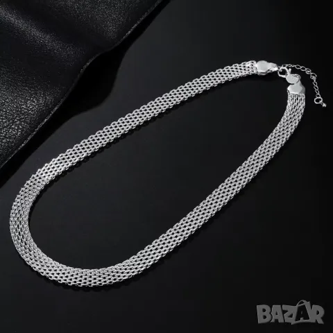 Сребърен синджир и гривна, снимка 5 - Бижутерийни комплекти - 48483139