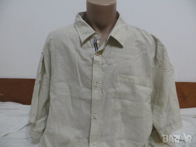 Мъжка риза с къс ръкав от лен Livergy, снимка 1 - Ризи - 37332078
