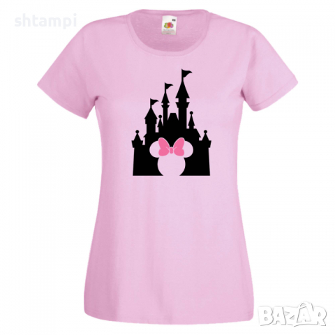 Дамска тениска Minnie Head Disney Castle Подарък,Изненада,Рожден ден,, снимка 1 - Тениски - 36530264