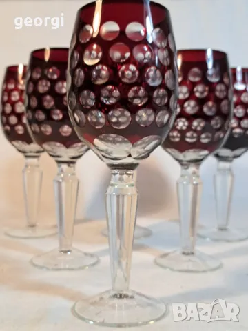 сервиз за вино 6 чаши рубинен кристал  1/5