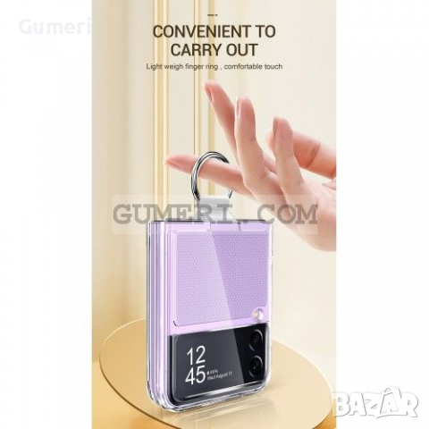 Samsung Galaxy Z Flip3 5G -Твърд Предпазен Кейс с Пръстен - Прозрачен, снимка 4 - Калъфи, кейсове - 36540651