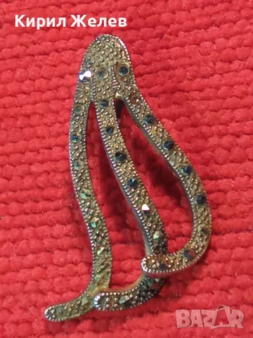 ИЗЯЩЕН АЖУРЕН СКЪПОЦЕНЕН СРЕБЪРЕН МЕДАЛЬОН СРЕБРО 925 с МАРКАЗИТИ - ЧАСТ от КОМПЛЕКТ 47573, снимка 14 - Колиета, медальони, синджири - 48901332