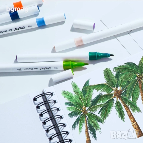 Ohuhu Art Markers Set-перманентни маркери, комплект 48 цвята, снимка 4 - Ученически пособия, канцеларски материали - 52183209
