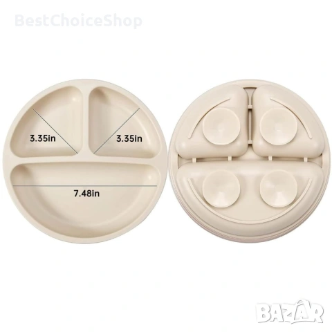 PandaEar Силиконов комплект за хранене за бебета с вендузи – 6 части, снимка 5 - Прибори, съдове, шишета и биберони - 53091399