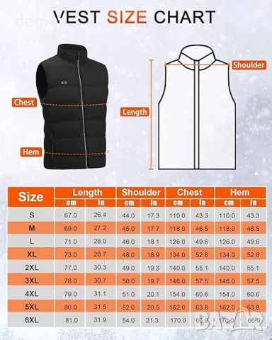 MXYKJO Електрическа отопляема жилетка за мъже, 3 нива, 15 зони, 7.4V 16000mah батерия, снимка 6 - Други - 51544182