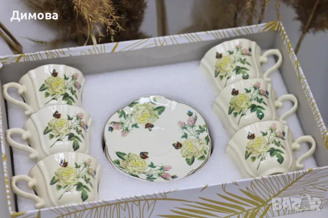 Сервиз за чай с рози, снимка 6 - Чаши - 34298417