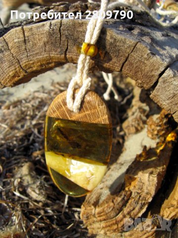 Приказна висулка от естествен балтийски кехлибар / Fabulous Pendant made of Natural Baltic Amber, снимка 7 - Колиета, медальони, синджири - 33332781