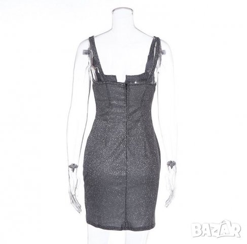 Сребриста рокля с блясък, снимка 8 - Рокли - 26527824