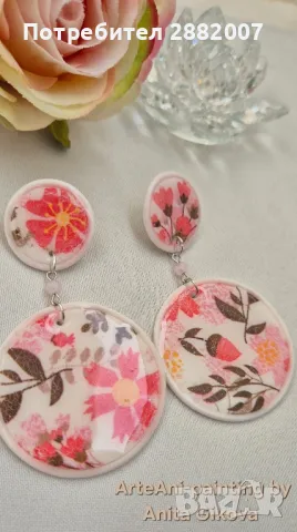 Ръчно изработени обеци "Ефирност". ✨️Авторски модел., снимка 6 - Обеци - 49155863