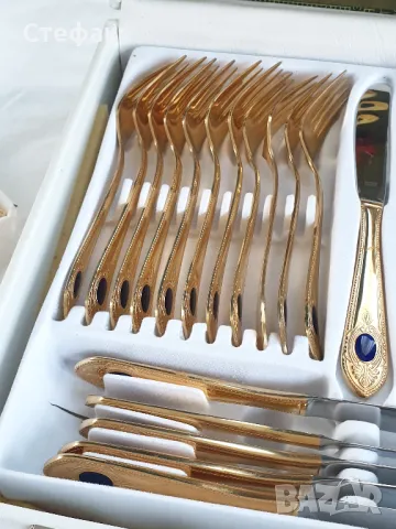 Комплект позлатени прибори, снимка 5 - Антикварни и старинни предмети - 50310371