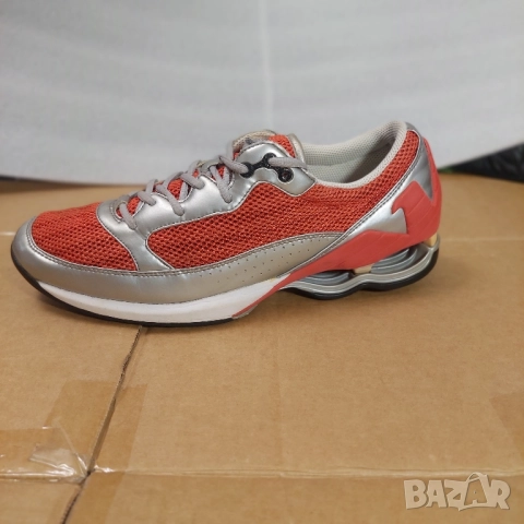 сникърси NIB ARMANI SPORT SILVER LEATHER RED MESH LACE UP INFINITYномер 42 , снимка 13 - Спортно елегантни обувки - 37181327