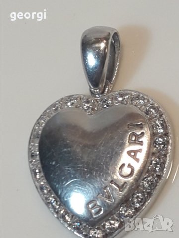 Сребърна висулка сърце Bvlgari , снимка 2 - Колиета, медальони, синджири - 39051655