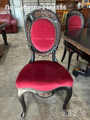 Антикварна маса със шест стола с красива дърворезба , снимка 10 - Антикварни и старинни предмети - 51444397