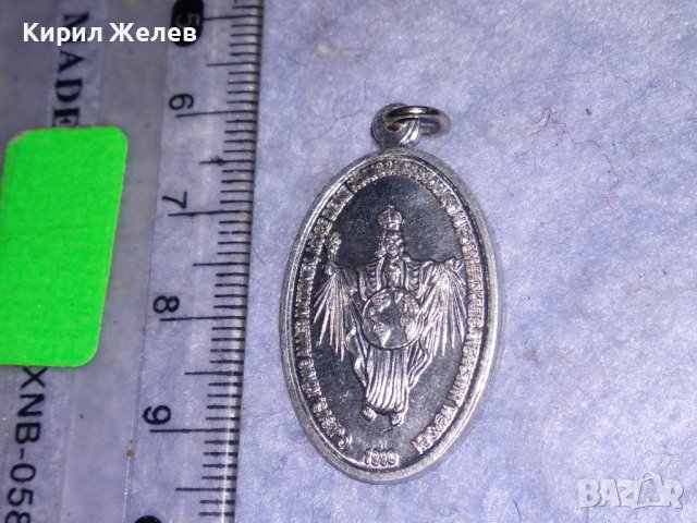 РЯДКА КАТОЛИЧЕСКА ПОСРЕБРЕНА ДВУСТРАННА ИКОНКА РЕЛИГИОЗЕН МЕДАЛЬОН 31233