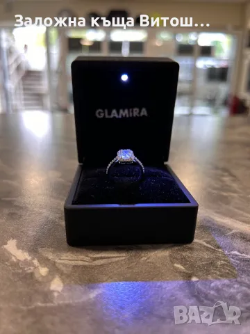 Златен пръстен със бял циркон Glamira 2.9гр. 18 карата бяло злато, снимка 4 - Пръстени - 47304846