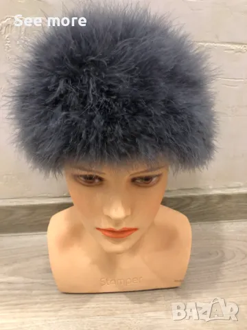 Шапки в два цвята щраусови пера, снимка 8 - Шапки - 48420198