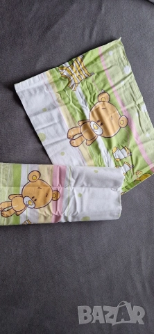 Комплект калъфка и плик за завивка, зелено и розово, памук, нови