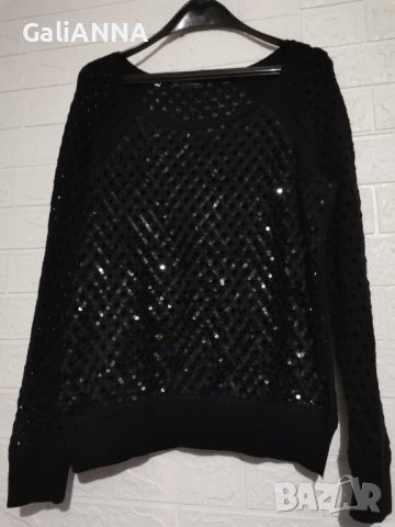 СТРАХОТНА БЛУЗА С ЛЪСКАВИ ЧЕРНИ ПАЕТИ XL, снимка 6 - Туники - 39041199