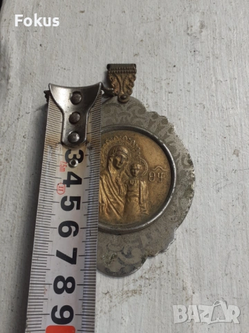 Страхотна стара нагръдна икона - панагия месинг, снимка 5 - Антикварни и старинни предмети - 53333641