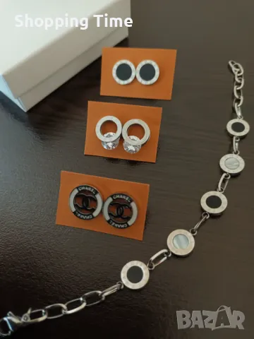 Комплект от 3 чифта обеци неръждаема стомана и гривна, Спиди/лично предаване