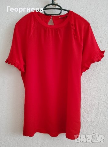 Червена блуза с копчeта, снимка 5 - Туники - 37967277