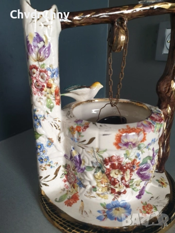 H.Bequet статуетка 21см/стара белгийска порцеланова фигура/кладенец с птици, снимка 3 - Статуетки - 48146090