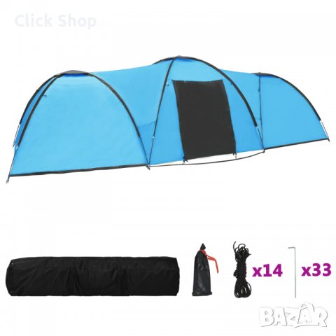 Палатка за къмпинг тип иглу, 650x240x190 см, 8-местна, синя, снимка 3 - Палатки - 37828567