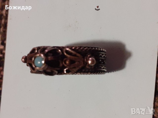 ФИЛИГРАНЕН ПРЪСТЕН С ТЮРКОАЗ. МЕЛХИОР. СССР., снимка 2 - Пръстени - 37943154