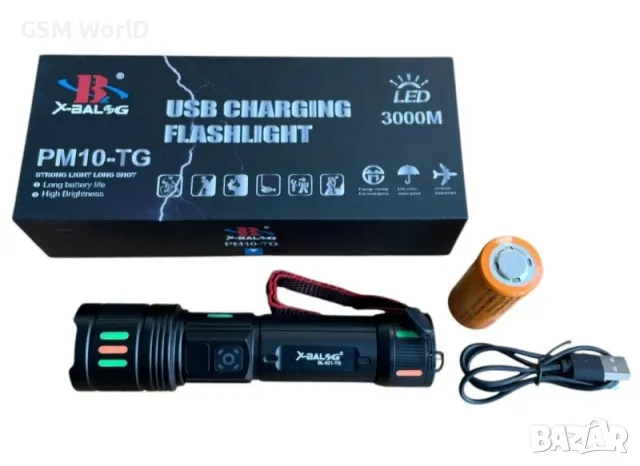 LED тактически алуминиев фенер X-BAL G BL-G61TG -18 см., снимка 3 - Лед осветление - 49419963