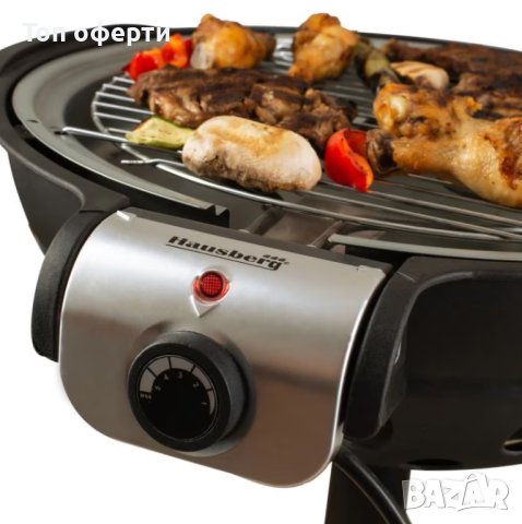 Електрическо Барбекю Hausberg HB-540, 1600W, 36 Cm, Термостат, 5 Нива, Включени Прибори, снимка 2 - Барбекюта - 40584931