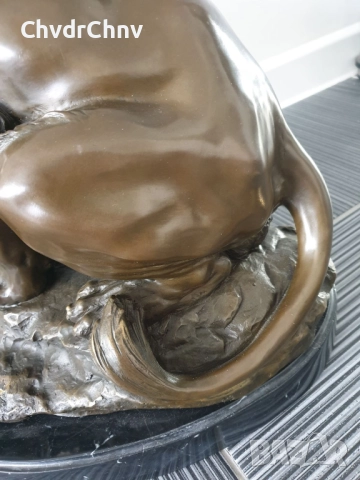 60см-22кг Barye статуя-композиция/голяма бронзова скулптура/фигура на лъв и змия, снимка 12 - Статуетки - 52840155