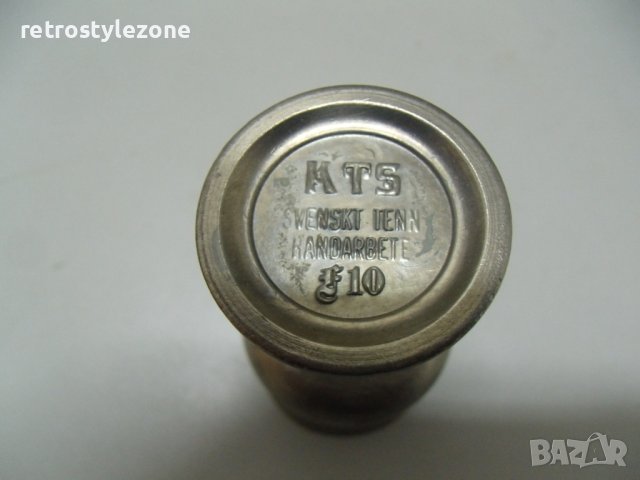 № 7323 стара метална чашка   - надпис / маркировка  - размер - височина 8 см , диаметър 4,2 см , снимка 4 - Други ценни предмети - 43555770