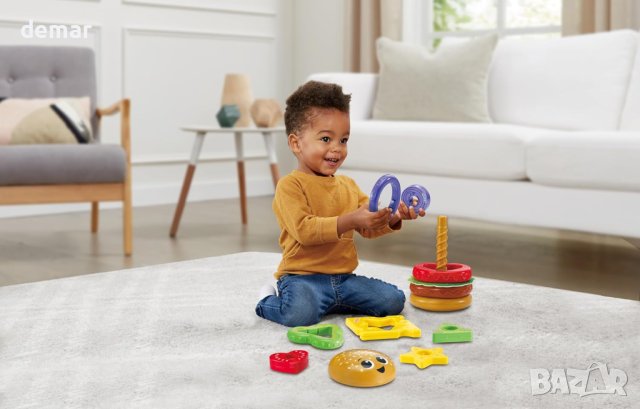 VTech Baby Бургер играчка за подреждане и сортиране с 6 парчета храна за малки деца, снимка 3 - Образователни игри - 43948674