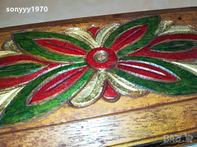 дървена кутия с цвете-20х10х6см, снимка 5 - Колекции - 28726400