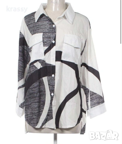 НОВА страхотна макси дамска риза с геометрични шарки (рамер ХЛ)