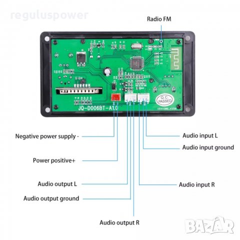 Mp3 плеър DC 7V - 15V AIYIMA  с Bluetooth 5.0модул за вграждане папки, Sd, Fm, AUX, mic, Call, снимка 5 - MP3 и MP4 плеъри - 37518810