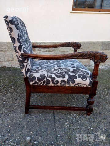 Дъбов стол кресло масив с дърворезба , снимка 5 - Столове - 43667308