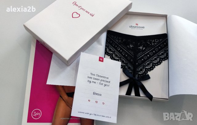 Секси черни прашки с отворено дъно марка OBSESSIVE - Оригинал, снимка 2 - Бельо - 43396728