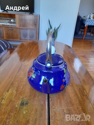 Стар емайлиран чайник #37, снимка 2 - Антикварни и старинни предмети - 36853381