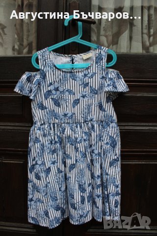 Лятна ленена рокля в синьо LC Waikiki / размер 128-134/8-9г., снимка 1 - Детски рокли и поли - 37166152