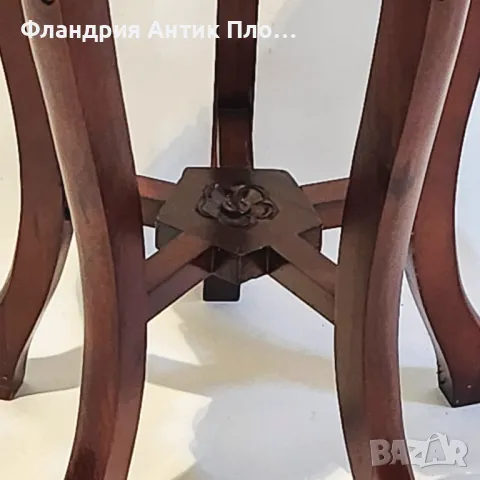 Поставка за цветя с мраморен плот и дърворезба/тъмна, снимка 4 - Маси - 49621404